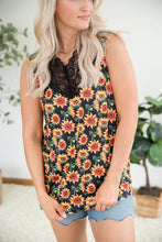 Load image into Gallery viewer, Seeking Sunflowers Lace Tank