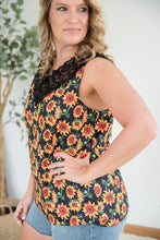 Load image into Gallery viewer, Seeking Sunflowers Lace Tank