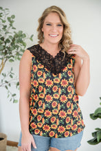 Load image into Gallery viewer, Seeking Sunflowers Lace Tank