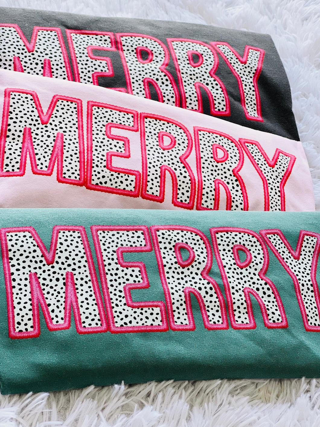 Faux Embroidery Merry Dot Tee PREORDER (SHIP DATE 11/23)