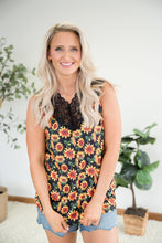 Load image into Gallery viewer, Seeking Sunflowers Lace Tank
