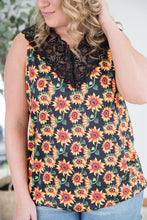 Load image into Gallery viewer, Seeking Sunflowers Lace Tank
