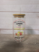 Load image into Gallery viewer, Strawberry Lemonade Clear Glass Glass Can
