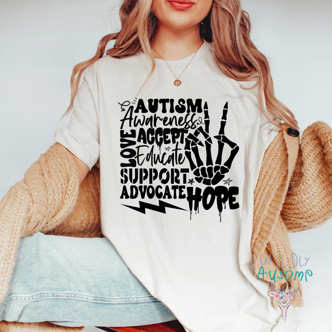 Autism Awareness - Accept love educate support advocate hope